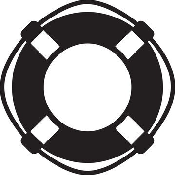 Lifebuoy silhouette vector design perfect for safety, marine, rescue, water sport, and nautical themes.