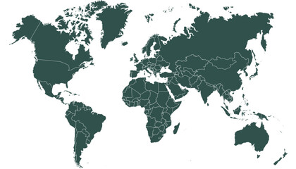 World map. Black modern vector map. Silhouette map.