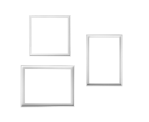 Frame set isolated on white background. Collection of three picture frames in vertical, horizontal