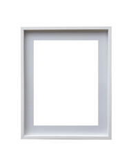 Frame with vertical border for photo or poster. Empty gallery exhibition object with minimal