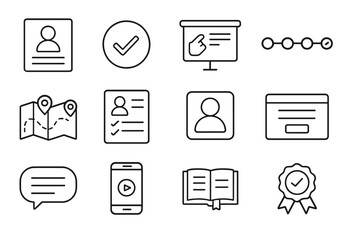 Business and communication line icon set. essential outline style icons collection