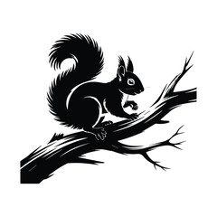 Squirrel perched on a branch vector illustration featuring a friendly and playful design