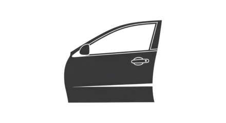 Car door with handle, side view isolated on transparent background