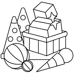 Sensory Toy Set line art vector