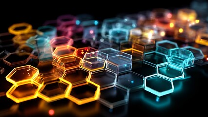 光り輝く六角形のネットワーク
