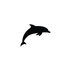 Fototapeta premium Jumping Dolphin Silhouette Side View
