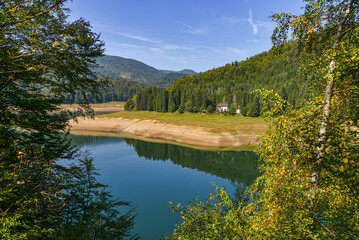 mountain lake in the summer