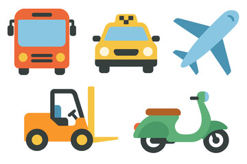 Naklejka premium Transportation, vehicle flat icon set. travel, transit symbols collection