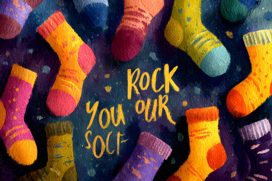 World Down syndrome day background. Rock you socks.
