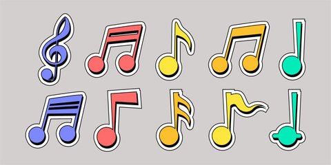 Retro Music Note Sticker Element