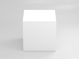 blank white square box on gray background, 3d rendering