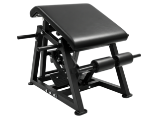 Black preacher curl bench for arm workouts at the gym on a transparent background