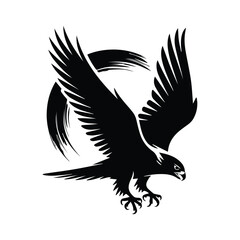 Obraz premium Apex predator emblem featuring a majestic black eagle swooping down from above