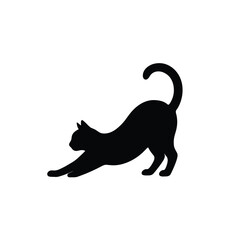 Simple Stretching Cat Minimal Silhouette