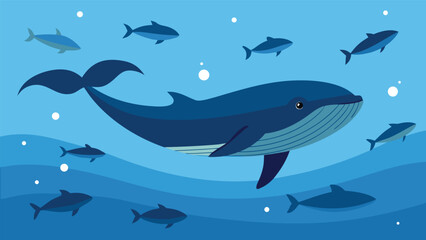 Obraz premium Tranquil underwater retreat with school of fish and aquatic plants vector illustration