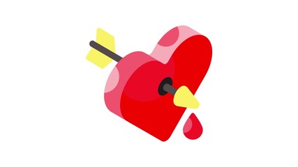 Arrow passing heart showing love cupid, cupid heart vector in isometric stylee