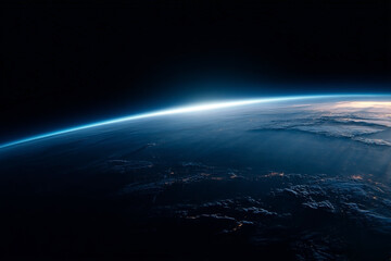 Obraz premium Spectacular view of Earth from space, revealing the horizon with bright light