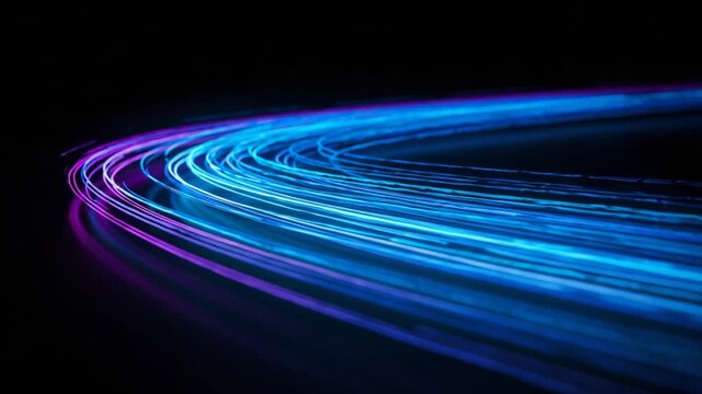 Vibrant Light Trails in Dark Background, Abstract Art