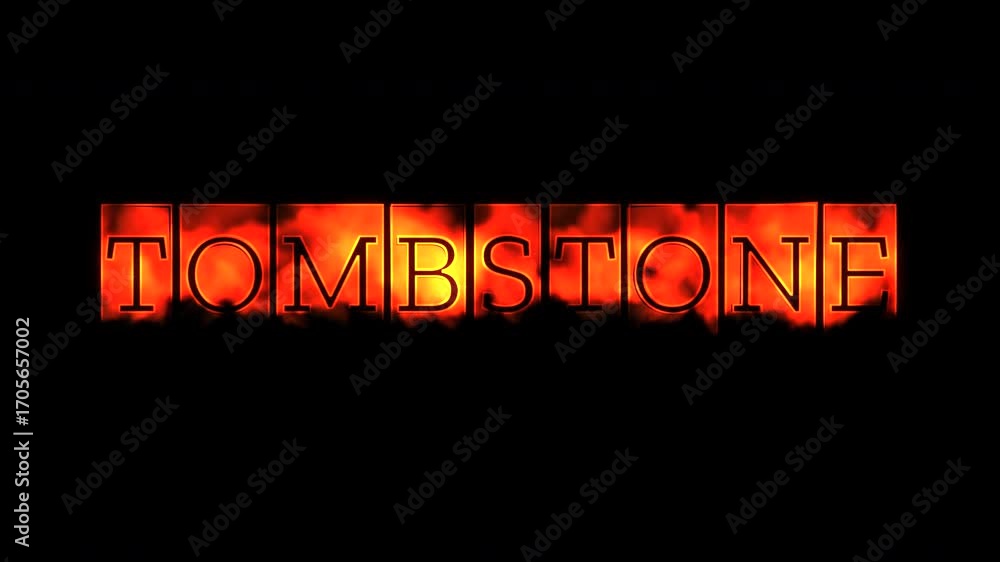 Poster tombstone fire text animation with transparent background alpha channel prores 4444
