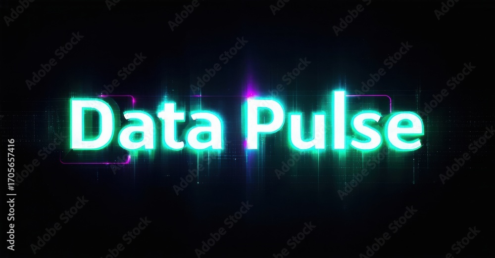 Poster bright text reads data pulse over dark background. digital lines create futuristic effect. minimalis