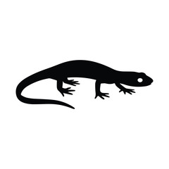 Naklejka premium Sleek Black Salamander Silhouette Reptile Isolated on White Background Minimalist Design Graphic