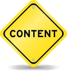 Yellow color transportation sign with word content on white background