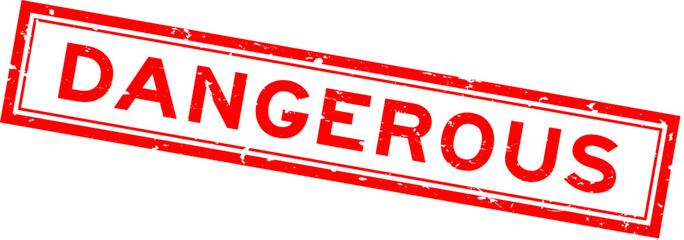 Grunge red dangerous word rsquare ubber seal stamp on white background