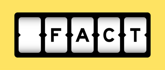 Black color in word fact on slot banner with yellow color background