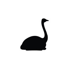 Sitting Ostrich Silhouette Resting Minimal Vector