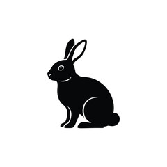 Rabbit silhouette sitting side view black vector