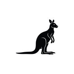 Sitting Kangaroo With Long Tail Silhouette