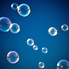 soap bubbles on blue background