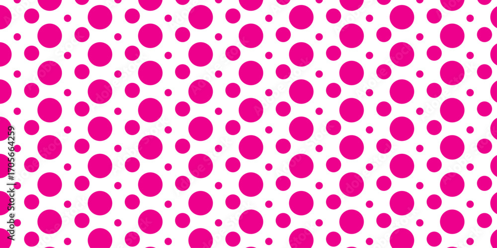Poster a vibrant pink seamless retro pattern with heart and circle illustrations forms a colorful dot textu
