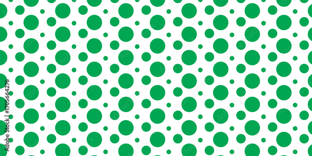 Poster green dots seamless pattern with retro polka dot texture