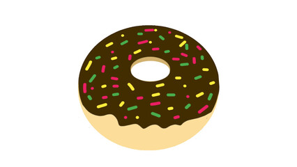Chocolate donut with colorful sprinkles vector