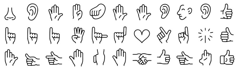 hand gesture emoji icons set vector