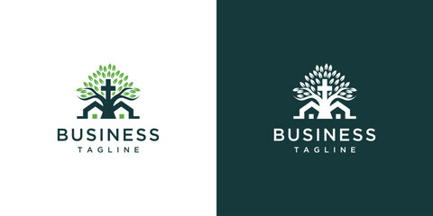 Tree house logo vector template illustration