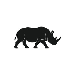 Walking Rhinoceros Silhouette Vector