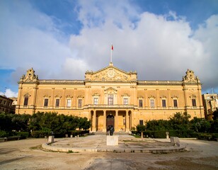 Obraz premium Historic building with flag