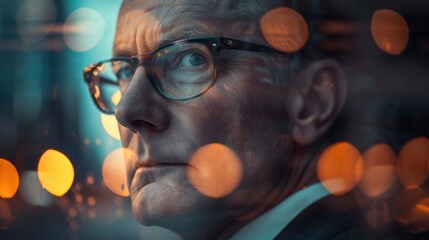 Serious businessman looking through window