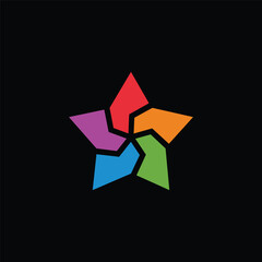 Colorful Geometric Star Logo Design Vector Template