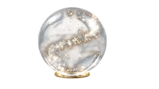 Crystal ball with sparkling energy 3d rendered, isolated on transparent background - Powered by Adobe