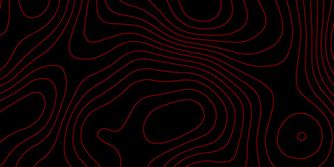 Black Lava Terrain with Glowing Red Topographic Map Contours and Futuristic Neon Digital Circuit Grid Vector Wallpaper