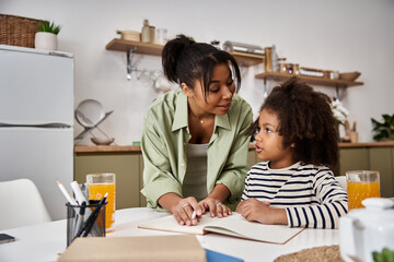 Captivating moments of learning and bonding between mother and daughter at home