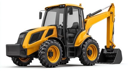 Construction action with backhoe loader machine at job site heavy work environment realistic viewpoint for seo impact