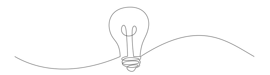 Line Art: Light Bulb Idea on Wavy Ground