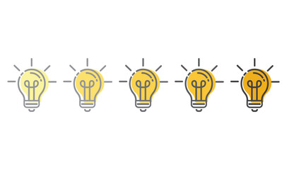 Light bulb in gradient colors - icons, vector.