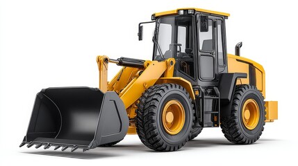 Fototapeta premium Construction machine showcase wheel loader in action industrial site photorealistic imagery close-up view heavy work environment