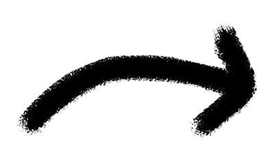 Black brush stroke arrow isolated on transparent background