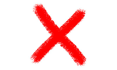 Red x mark isolated on transparent background